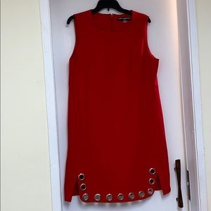 Sassy red sleeveless dress w/ silver gromments